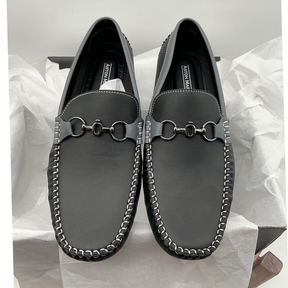 Aston Marc Renton-01 Mens Black Driving Loafers Bit Moccasins Size 10.5 H-7106